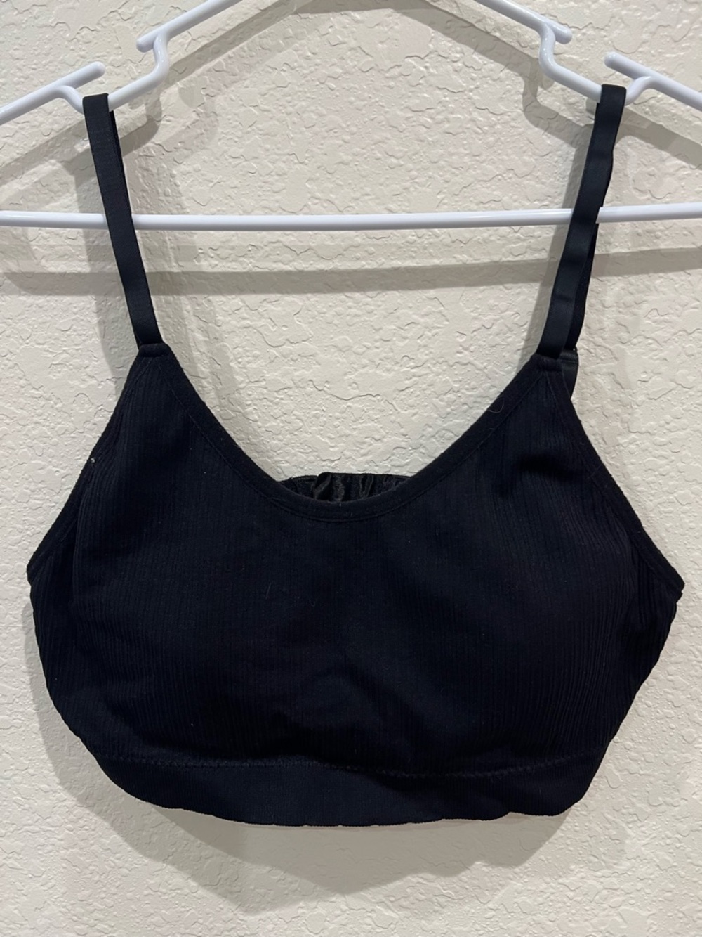 SHEIN Black Ribbed Scoop Bralette